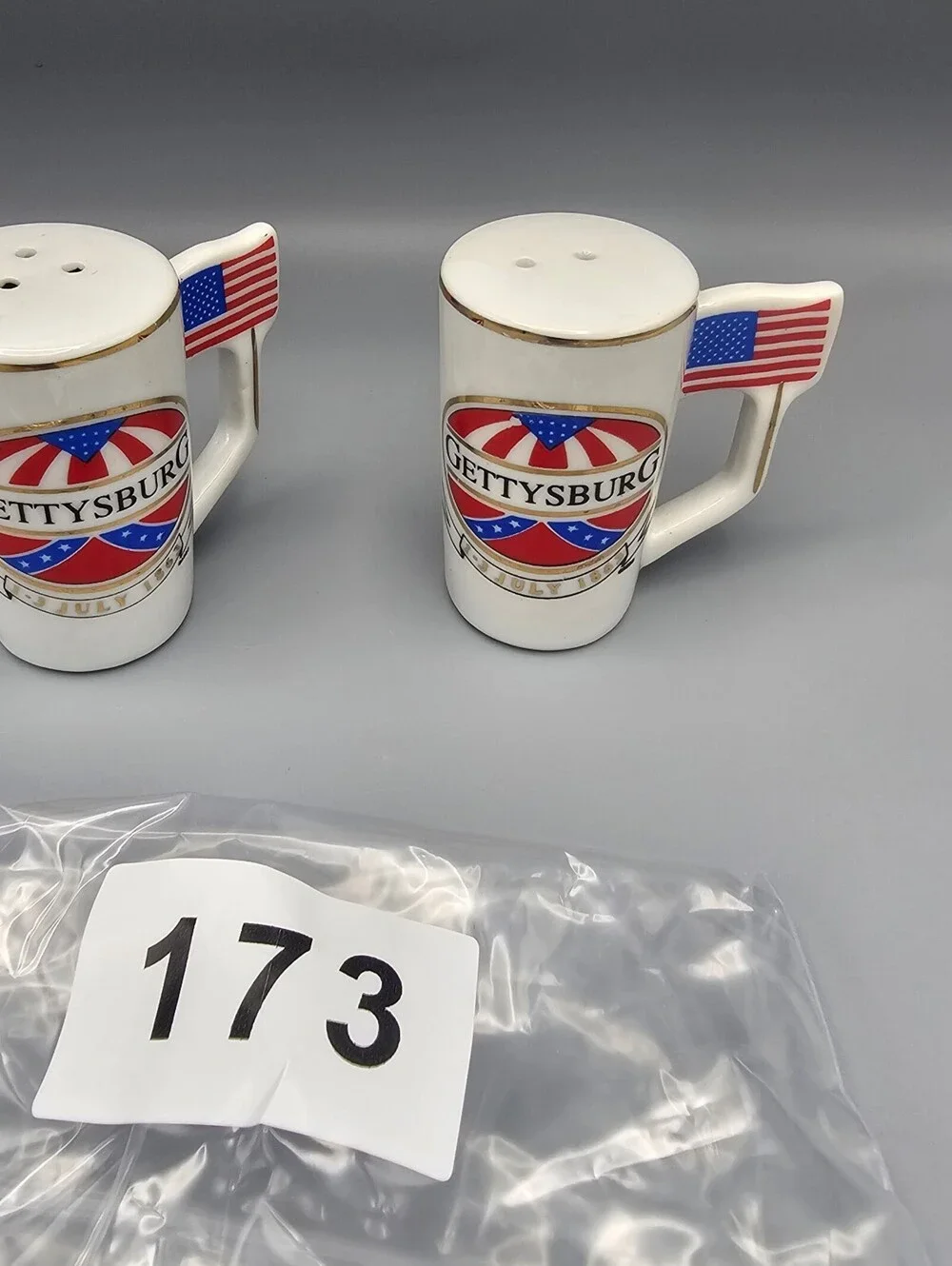 Gettysburg 13 July 1863 Ceramic Salt and Pepper Shaker Set with American Flag